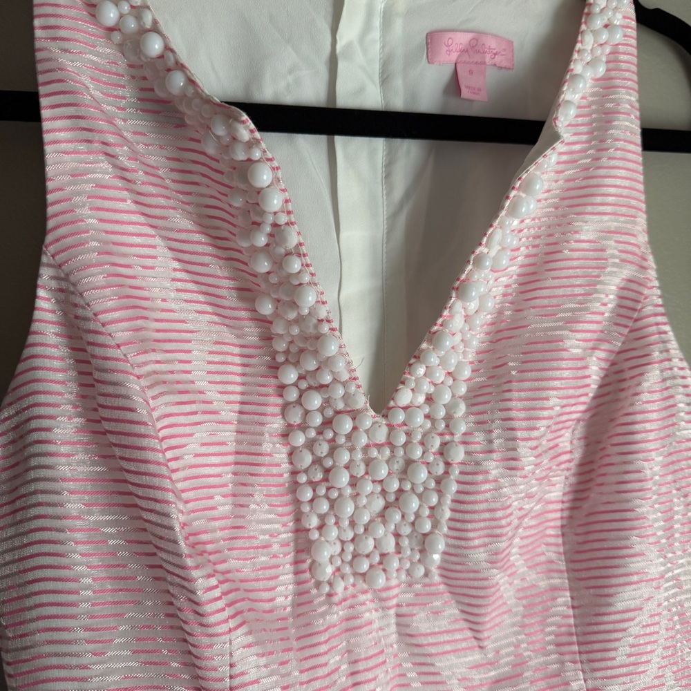 Lilly Pulitzer Airy Shift Dress Beaded Rosy Posie - Picture 3 of 8